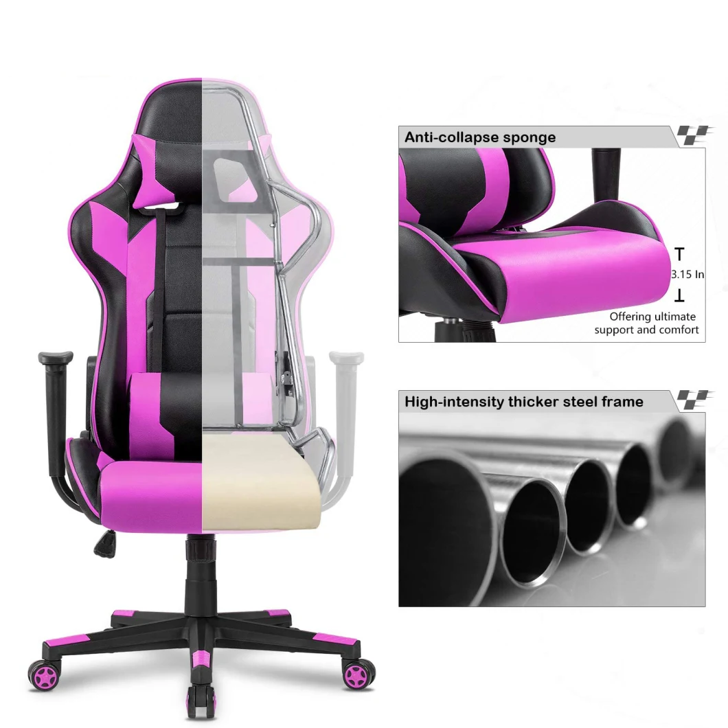 Free Sample PC Dropshipping Leather Yi Silla Gamer Chaire Racing Computer Reclining LED Gaming Chair with Footrest