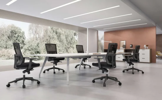 Cadeira de escritório de design de fábrica OEM Foshan 4D com braços ajustáveis ​​Cadeira ergonômica com encosto alto