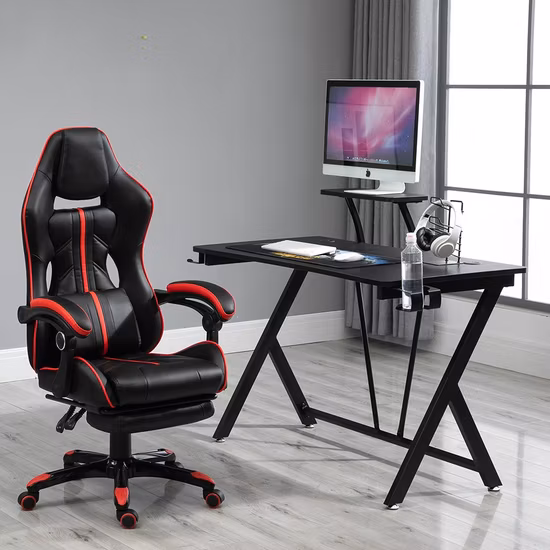Mesa de jogos rgb mesa de computador estilo corrida mesa de escritório gamer pc estação de trabalho mesa de jogos com porta-copo suporte para fone de ouvido